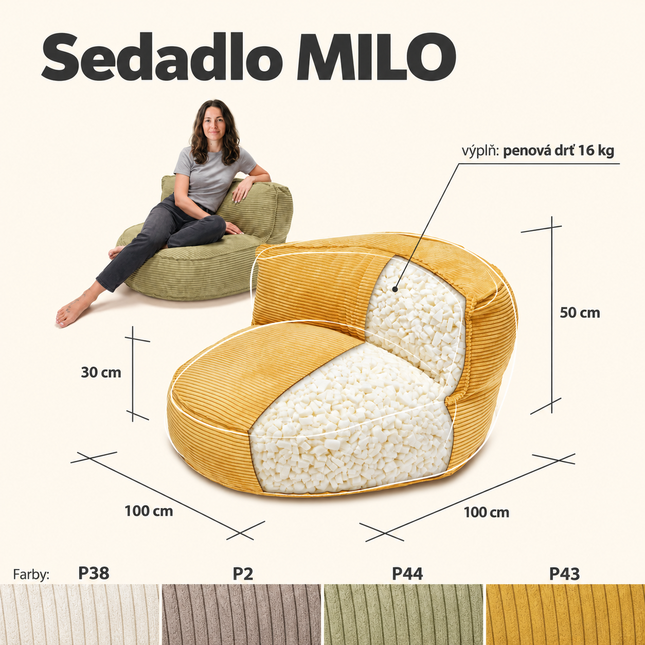 Penová výplň sedacieho vaku Milo MOOD